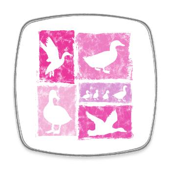 Enten Vintage Silhouetten Für Frauen und Mädchen - Viereckiger Kühlschrankmagnet - Weiß - Vorne