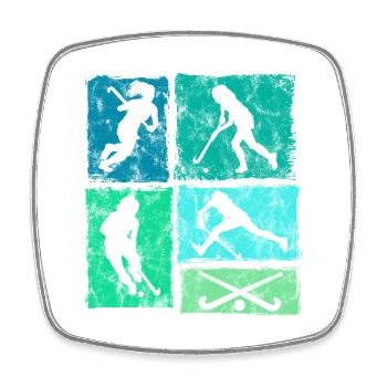 Hockey sur gazon Hockey en salle pour femmes filles - Magnet carré - blanc - Devant