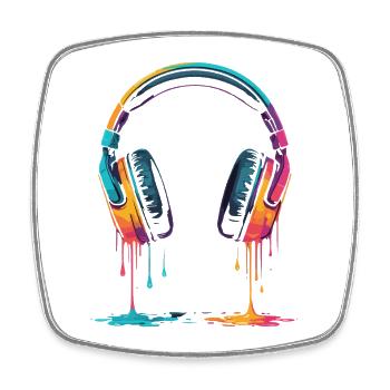 Drip Color Kopfhörer Gaming Headset Gamer - Viereckiger Kühlschrankmagnet - Weiß - Vorne