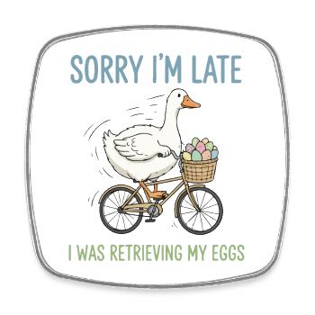 Delayed egg delivery on bicycle - Square fridge magnet - white - Front