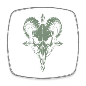 Schädel mit Hörner Widder Totenkopf - Viereckiger Kühlschrankmagnet - Weiß - Vorne