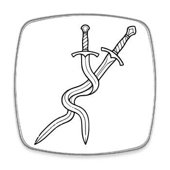 Schwerter Gekreuzt Fantasy Rollenspiel LARP - Viereckiger Kühlschrankmagnet - Weiß - Vorne