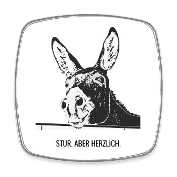 Stur. Aber herzlich. - Viereckiger Kühlschrankmagnet - Weiß - Vorne