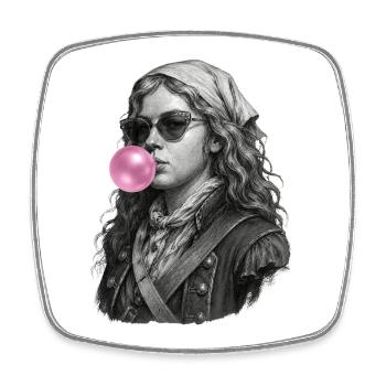 Anne Bonny Marin Vintage aux bulles roses - Magnet carré - blanc - Devant