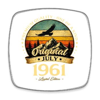 Cadeau du 65e anniversaire Millésime juillet 1961 - Magnet carré - blanc - Devant