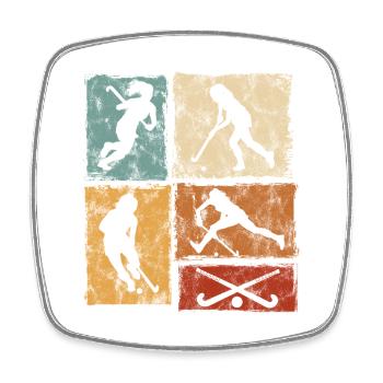 Hockey sur gazon Hockey en salle pour femmes filles - Magnet carré - blanc - Devant