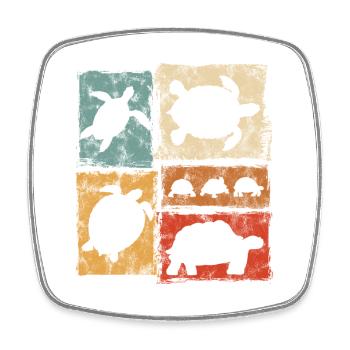 Tortues en perspective Imprimé vintage - Magnet carré - blanc - Devant