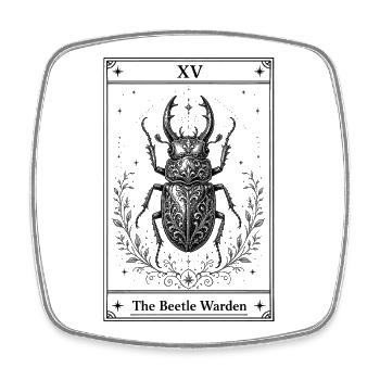 Der Käferhüter | Tarotkarte Natur - Square fridge magnet - white - Front