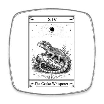 The Gecko Whisperer | Tarot Card - Square fridge magnet - white - Front