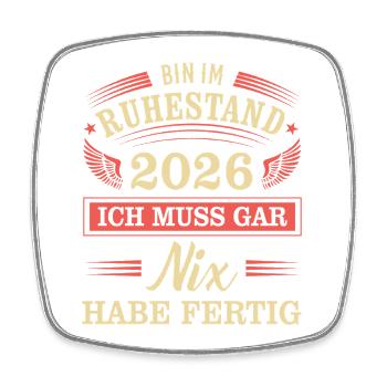 Rente 2026 - Viereckiger Kühlschrankmagnet - Weiß - Vorne