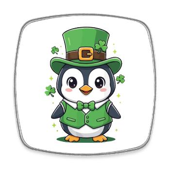 Manchot Leprechaun - Magnet carré - blanc - Devant