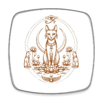 Bastet Lotus Katze - Viereckiger Kühlschrankmagnet - Weiß - Vorne