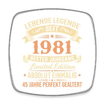 1981 Jahrgang Legende Vintage 45. Geburtstag - Viereckiger Kühlschrankmagnet - Weiß - Vorne