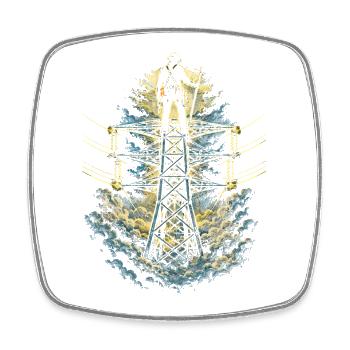 Line fitter Overhead line fitter - Square fridge magnet - white - Front