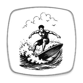 Surfeur Surfeur sur une grosse vague - Magnet carré - blanc - Devant