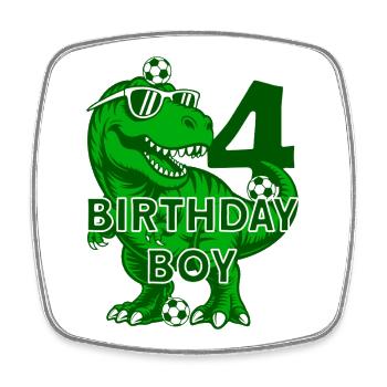 4 JAHRE BIRTHDAY BOY FUßBALL 4. GEBURTSTAG - Viereckiger Kühlschrankmagnet - Weiß - Vorne