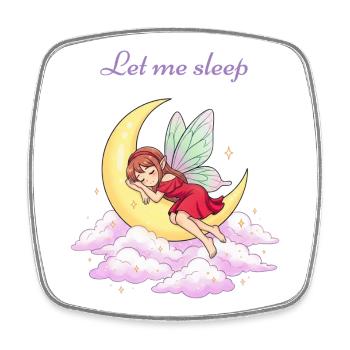 Sleeping fairy on the moon - Square fridge magnet - white - Front