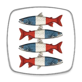 France Flag Trout Vintage Fish - Square fridge magnet - white - Front