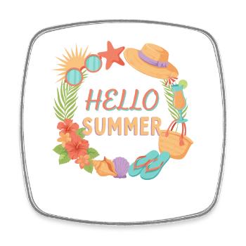 Hello Summer – Tropical Delight - Square fridge magnet - white - Front