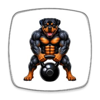Rottweiler Fitness Bodybuilder Workout Motiv - Viereckiger Kühlschrankmagnet - Weiß - Vorne