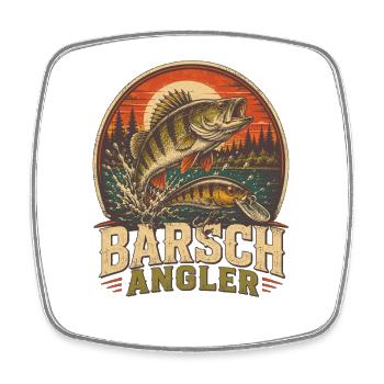 Perch Angler Fishing Motif Shirt - Square fridge magnet - white - Front