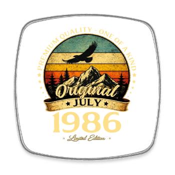 40th Birthday Gift Vintage July Vintage 1986 - Square fridge magnet - white - Front