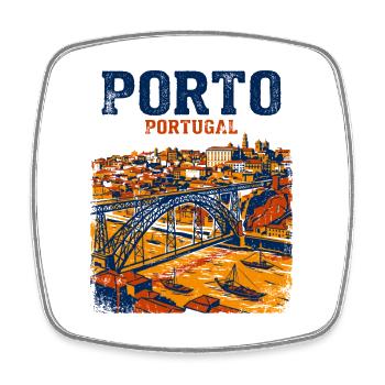 Porto Portugal Douro River Steel Bridge Skyline - Viereckiger Kühlschrankmagnet - Weiß - Vorne