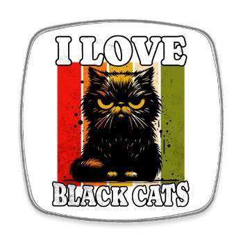 I Love Grumpy Black Cat - Viereckiger Kühlschrankmagnet - Weiß - Vorne