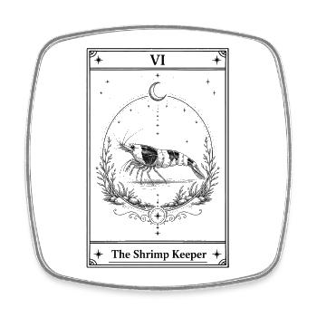 The Shrimp Keeper | Aquarium Tarot - Square fridge magnet - white - Front