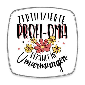 Zertifizierte Profi-Oma Umarmungen Blumen Design - Viereckiger Kühlschrankmagnet - Weiß - Vorne