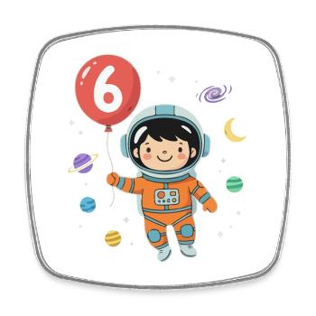 Balloon 6 Birthday Sixth Birthday Gift - Square fridge magnet - white - Front