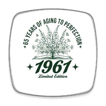 65th Birthday Wildflowers Vintage 1961 Retro - Square fridge magnet - white - Front