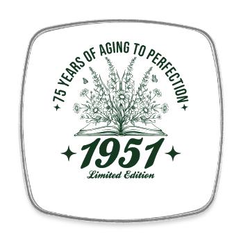 75th Birthday Wildflowers Vintage 1951 Retro - Square fridge magnet - white - Front
