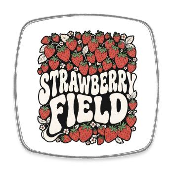Champ de fraises rétro - Magnet carré - blanc - Devant