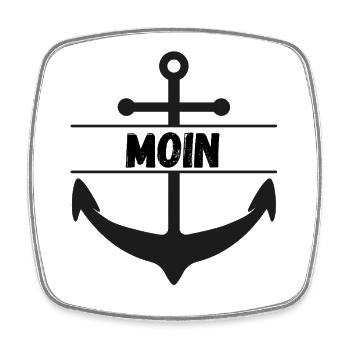 Moin mit Anker - Viereckiger Kühlschrankmagnet - Weiß - Vorne