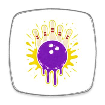 Coole tropfende Bowlingkugel - Viereckiger Kühlschrankmagnet - Weiß - Vorne
