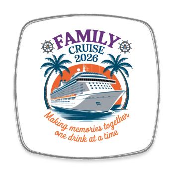  Familienkreuzfahrt 2026 Erinnerungen Schaffen - Viereckiger Kühlschrankmagnet - Weiß - Vorne