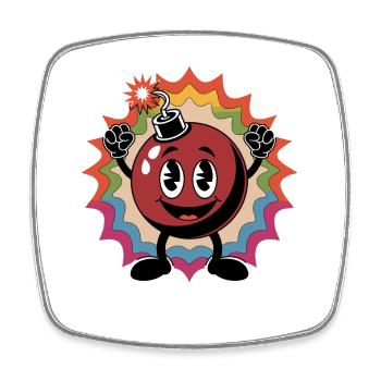Cheerful cartoon bombshell with rainbow background - Square fridge magnet - white - Front