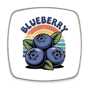 Blueberry Retro Fruits Design with Rainbow - Square fridge magnet - white - Front
