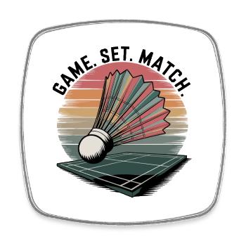 Game Set Match Badminton Retro Stil Federball - Viereckiger Kühlschrankmagnet - Weiß - Vorne