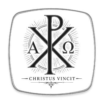 Christus Vincit - Square fridge magnet - white - Front