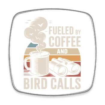 Kaffeeenergie und Vogelruf - Viereckiger Kühlschrankmagnet - Weiß - Vorne