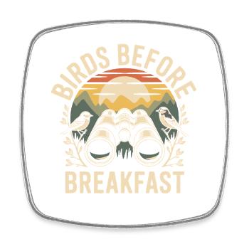 Logo rétro Birds Before Breakfast - Magnet carré - blanc - Devant
