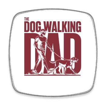 T-shirt Papa Hunde Promenant le Chien - Magnet carré - blanc - Devant
