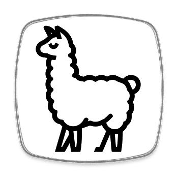 Lama - Viereckiger Kühlschrankmagnet - Weiß - Vorne