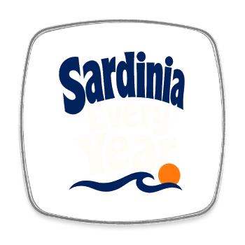 Sardinien Jedes Jahr, Italien-Urlaubsreisen Worte - Viereckiger Kühlschrankmagnet - Weiß - Vorne