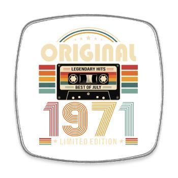 Cadeau d’anniversaire 55e Millésime Juillet Millésime 1971 - Magnet carré - blanc - Devant