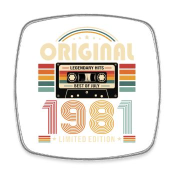 Cadeau pour le 45e anniversaire Millésime de juillet 1981 - Magnet carré - blanc - Devant