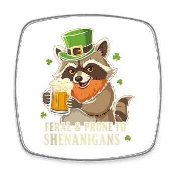 Grüner Leprechaun Raccoon St.Patricks Day - Viereckiger Kühlschrankmagnet - Weiß - Vorne