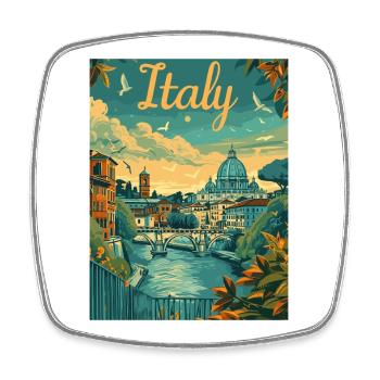 Italien Panorama am Tiber - Viereckiger Kühlschrankmagnet - Weiß - Vorne